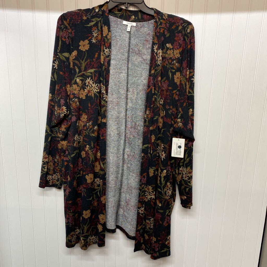 OPEN FRONT CARDIGAN FLORAL PATTERN
