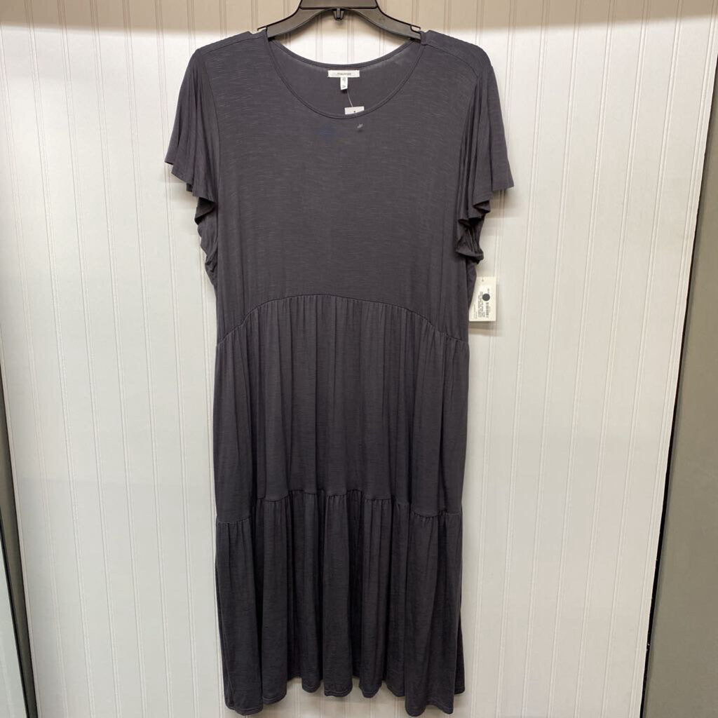 *S/S TIERED SOLID LONG DRESS