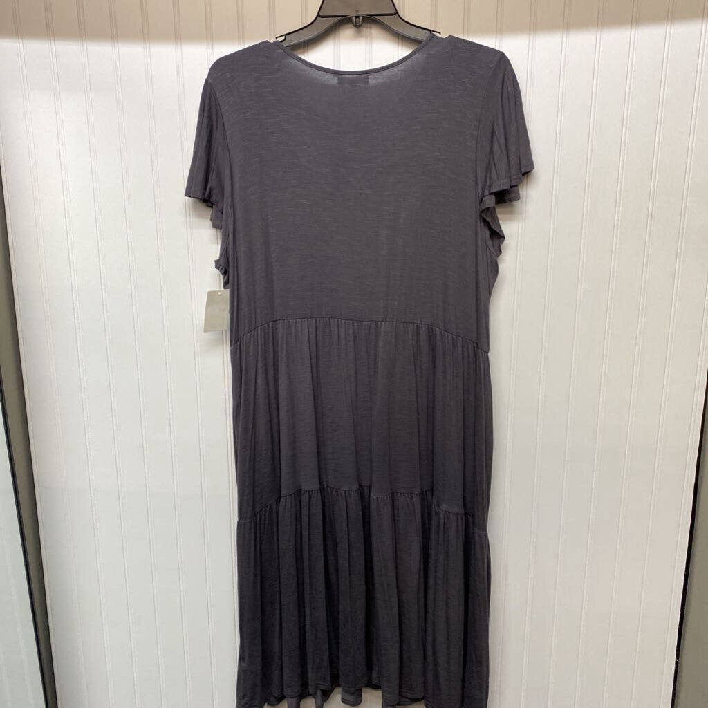 *S/S TIERED SOLID LONG DRESS