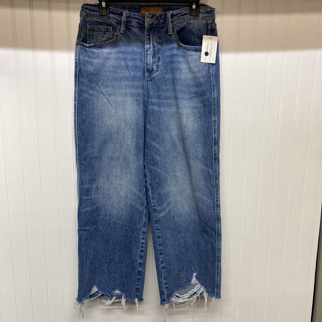 FRAYED HEM DENIM JEANS