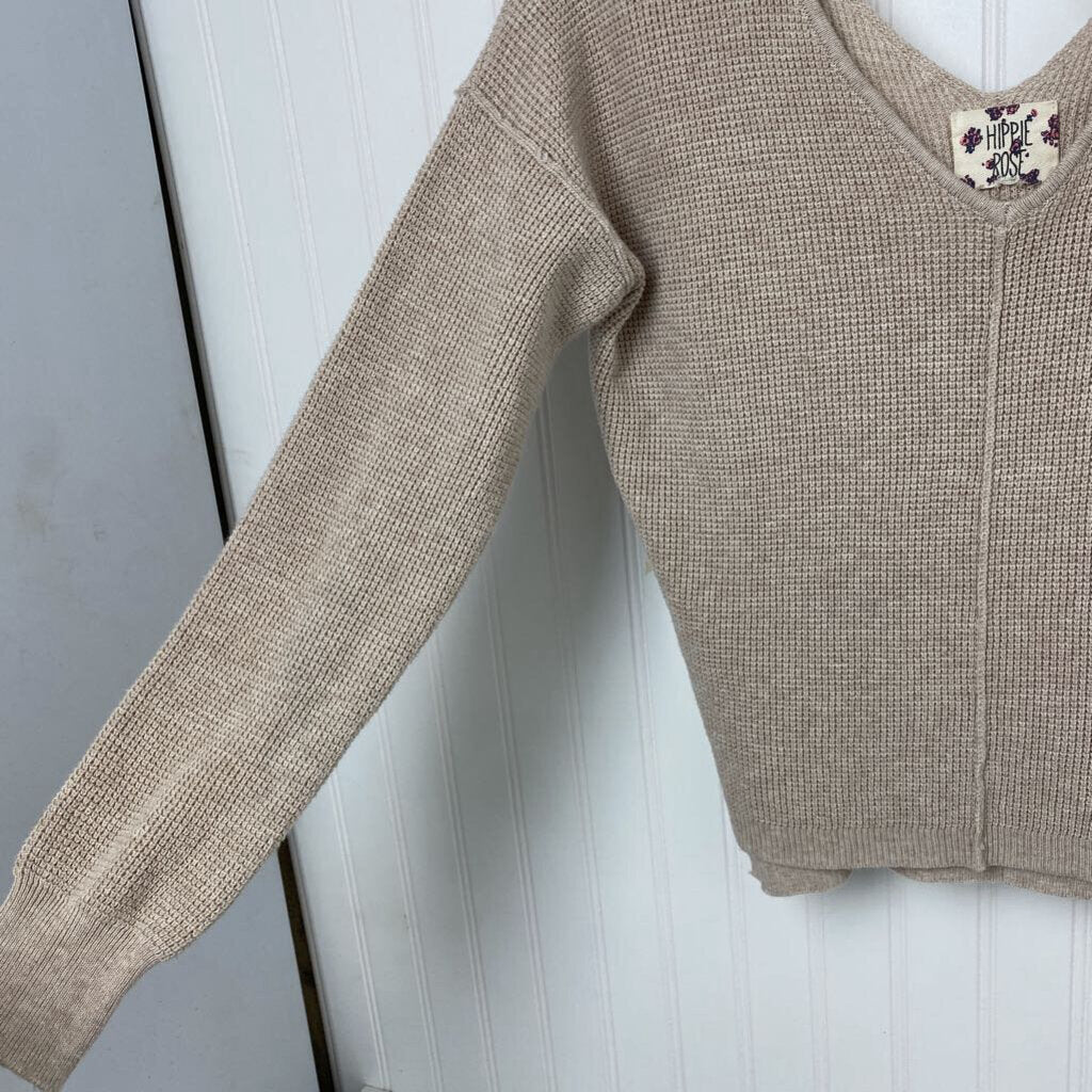 CROPPED V NECK SWEATER