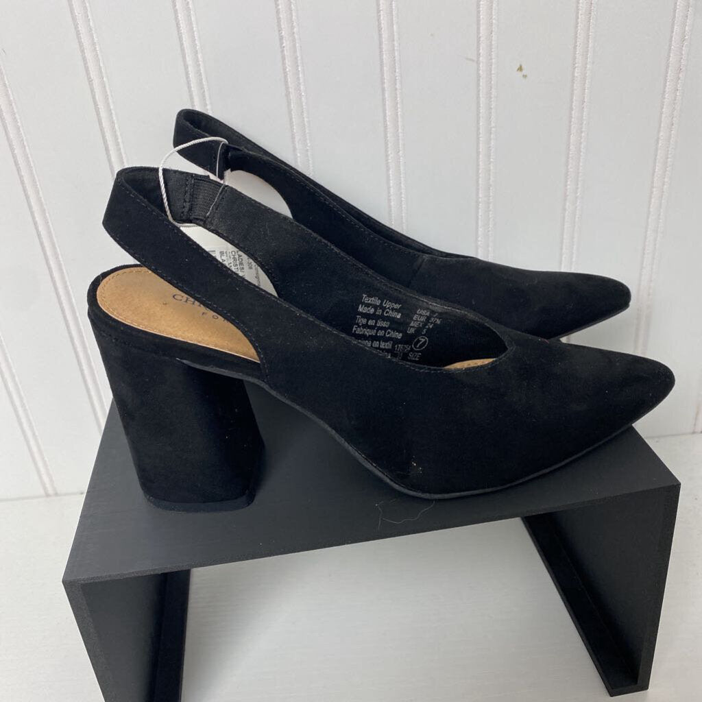 *CHRISTIAN SIRIANO PAYLESS- "PALMER" BLACK SUEDE HEELS