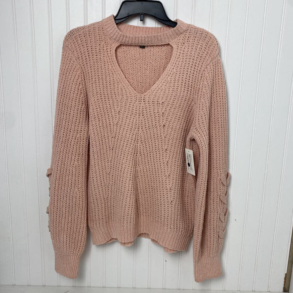 *KEYHOLE V NECK SWEATER
