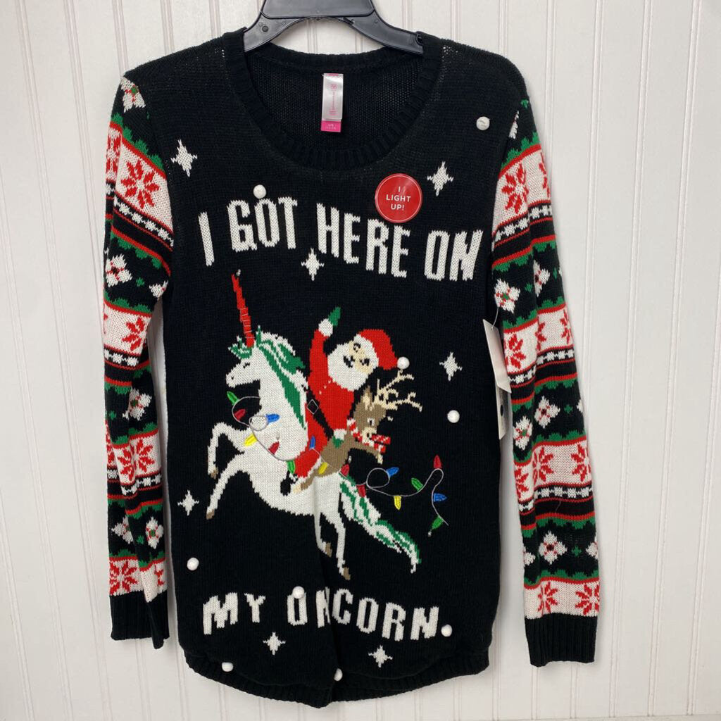 *"I GOT HERE ON MY UNICORN" LIGHT UP CHRISTMAS SWEATER