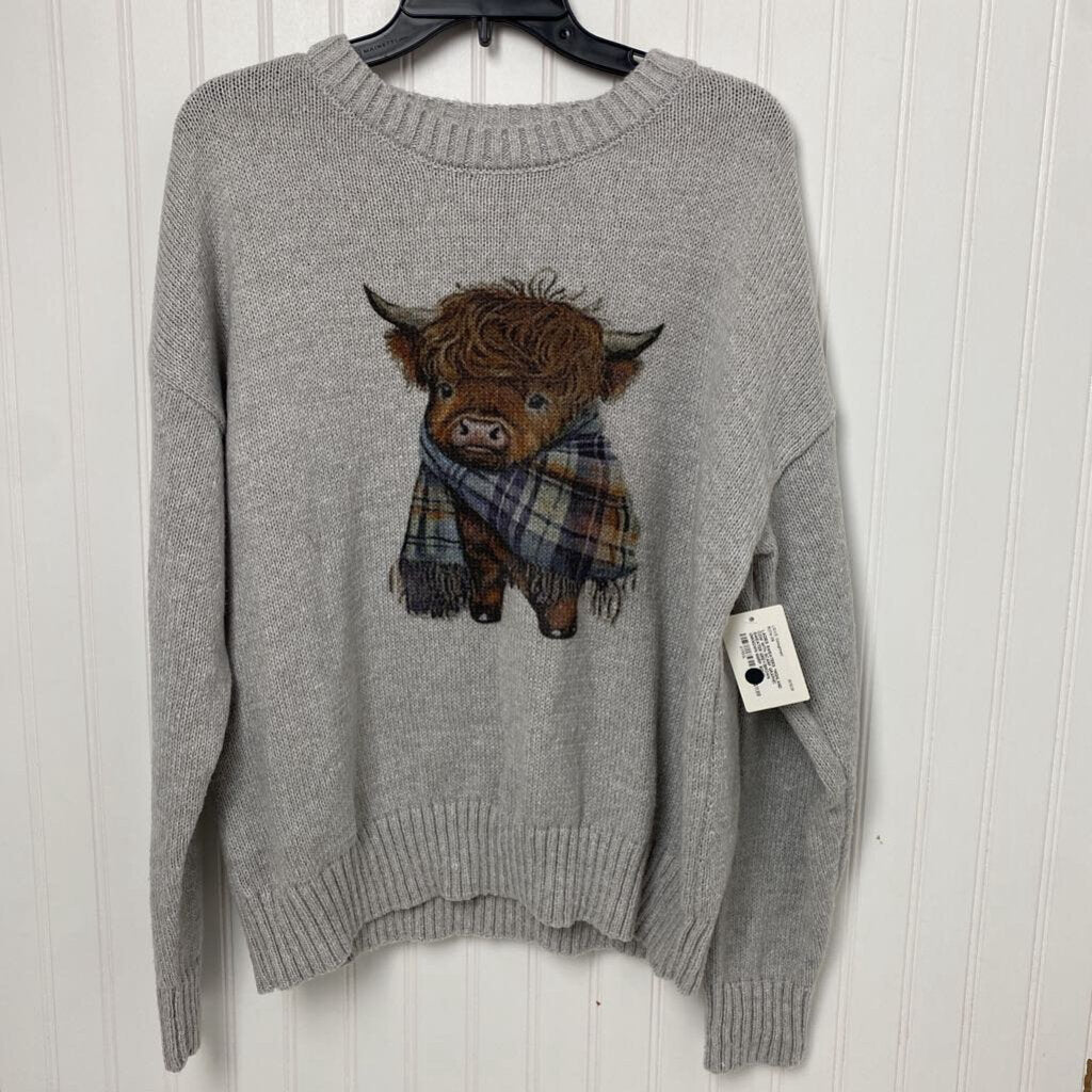 *HIGHLAND COW WITH SCARF GRAPHIC SWEATER