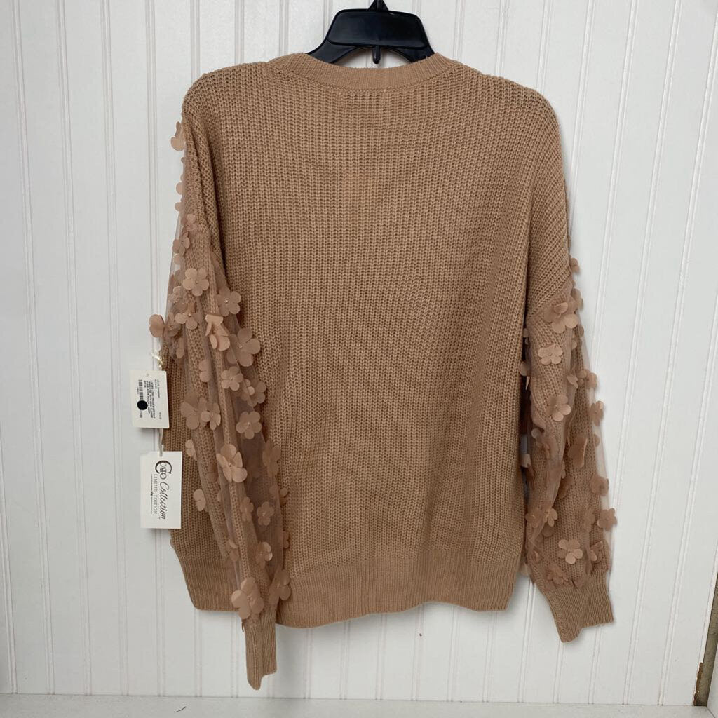 *SWEATER WITH MESH FLOWER OVERLAYER