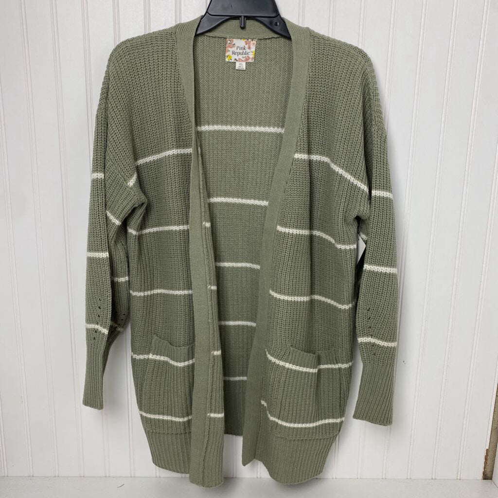*LONG SLEEVE STRIPED KNIT CARDIGAN