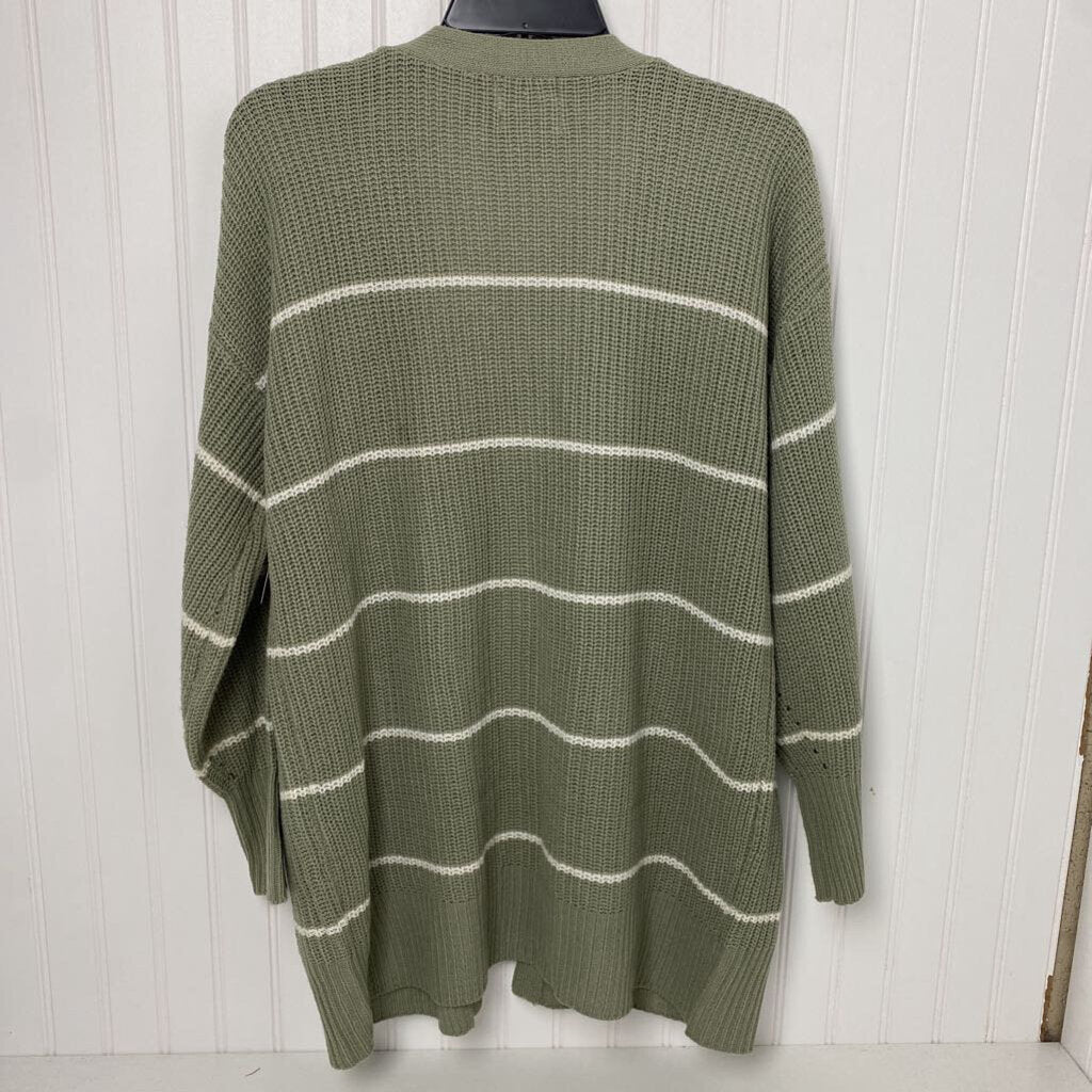 *LONG SLEEVE STRIPED KNIT CARDIGAN