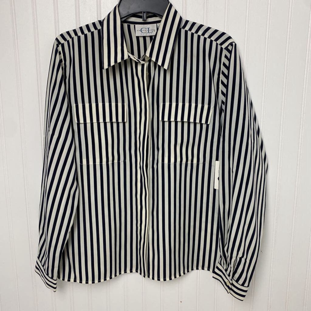 *STRIPED LONG SLEEVE BUTTON UP TOP